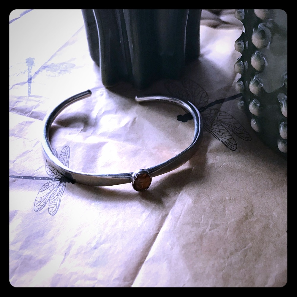 Sterling Silver and Amber Cuff